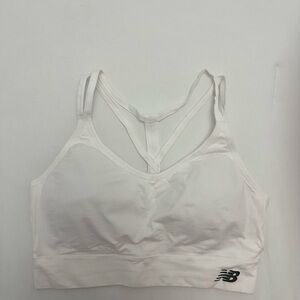 New Balance White Racerback Sports Bra Medium Support